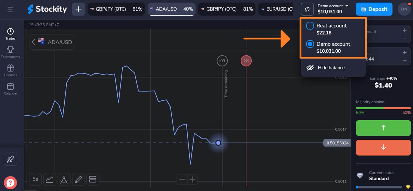 Đăng ký và bắt đầu giao dịch với tài khoản demo trên Stockity